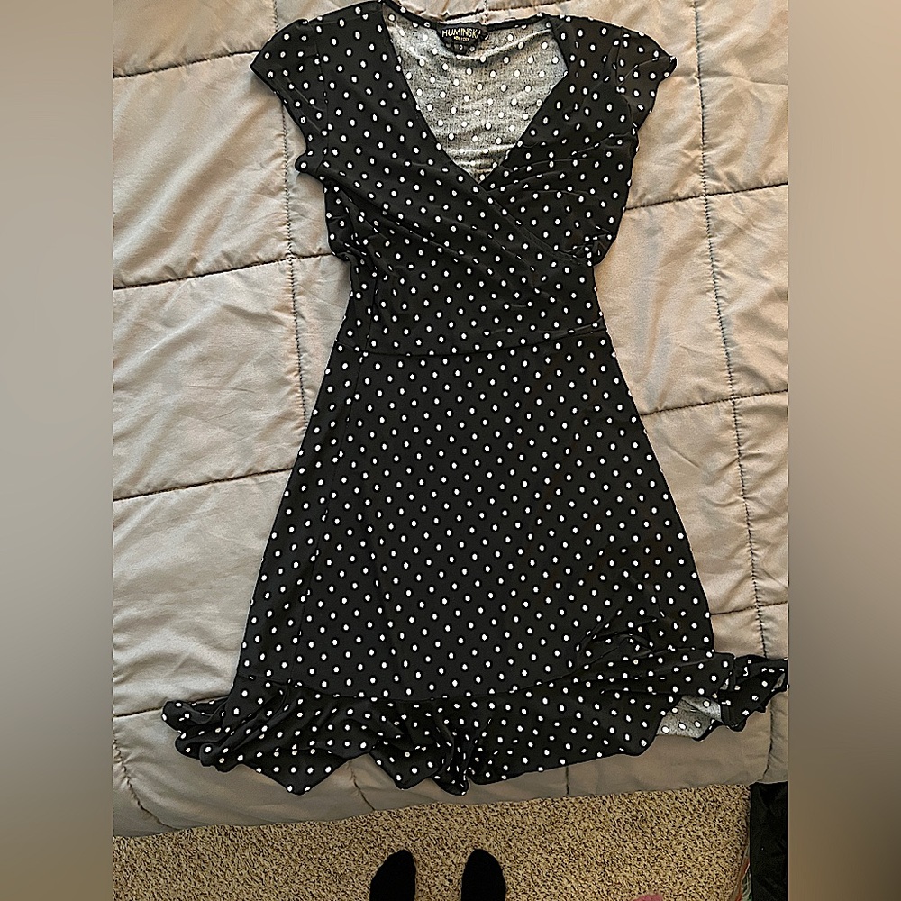 🖤🤍polka dot mini frill dress 🤍🖤